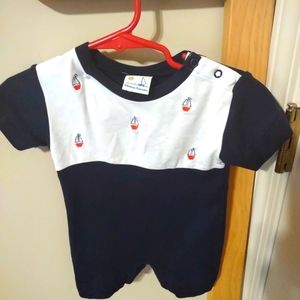 Florence Eisman Embroidered sailboat romper 6m
